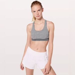 Women’s Lululemon time to sweat sports bra in white black monochromic gym active